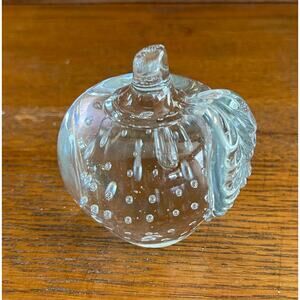 Art Glass Apple Paperweight with Controlled Bubbles 2.5 W x 2.75 T Teacher Gift